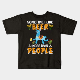 Sometimes I Like Beer More Than People Llama Kids T-Shirt